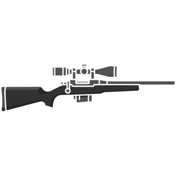 Flat vector illustration of a rifle with scope