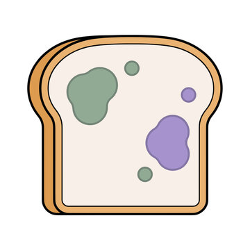 Flat vector illustration of bread slice with mold