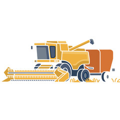Fototapeta premium Flat vector illustration of a combine harvester