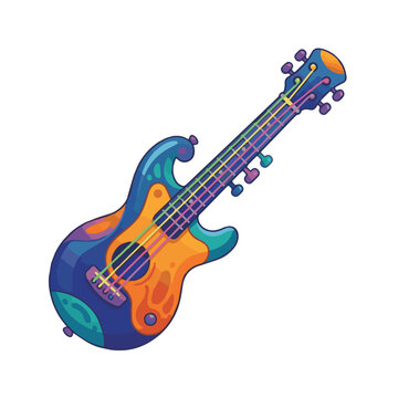 Colorful Electric Bass Guitar Instrument.