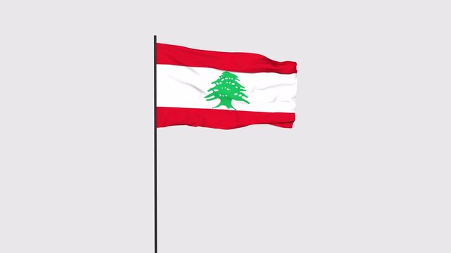 Lebanon Flag Animation 4K Transparent Background with Alpha Channel