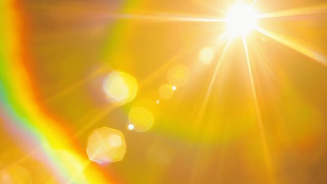 黄金色に輝くプリズム光が差し込む幻想的なアブストラクト背景素材