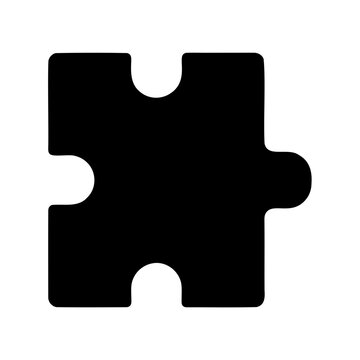 Black puzzle piece icon - Minimalist vector icon of a single black puzzle piece, clean and simple for web or graphic design use.