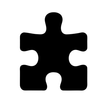 Simple black puzzle piece icon - Minimalist black puzzle piece icon for use in design projects, websites, or apps. Clean and modern vector style.