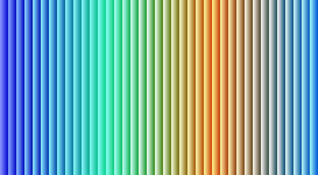 Vertical gradient background, with repeating stripes, transitioning from blue, and teal to, yellow, orange, and, grey color spectrums