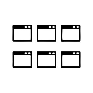 Six empty document or folder icons in grid - Minimalist set of six identical document or folder icons arranged neatly in two rows of three, ideal for web design or presentations