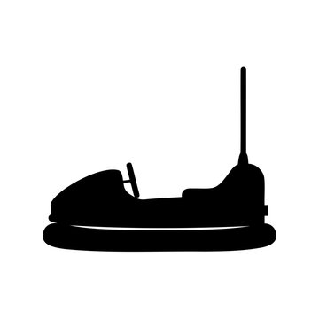 Black bumper car on a circular track - A sleek black bumper car ready for action on a circular track, simple and clean design for fun and entertainment.