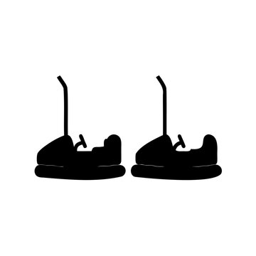 Two bumper cars on a ride - Silhouette illustration of classic bumper cars facing each other, ready for fun amusement park ride action.