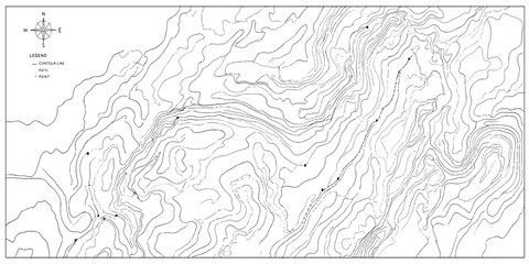 Detailed topographic map with contour lines for terrain analysis topography elevation cartography geography landscape navigation physical analysis geometry technical plotting geological © MOHAMAD