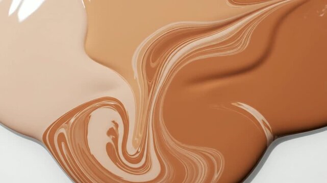 Three Shades Of Liquid Foundation Merging Together On White Background For Beauty And Cosmetic Visuals