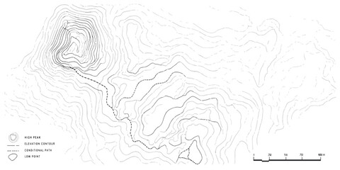 Technical topographic contour line mapping diagram with topographic contours geography cartography elevation surveying education landscape isohypses physical analysis plotting technical © MOHAMAD