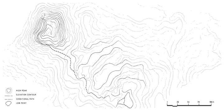 Technical topographic contour line mapping diagram with topographic contours geography cartography elevation surveying education landscape isohypses physical analysis plotting technical