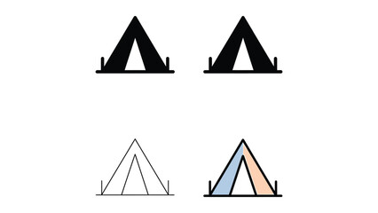 Illustrations of different colored tent shapes on transparent background © Nader