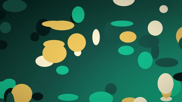 Abstract cellular structures shimmer in emerald and gold light