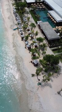 Vertical Aerial 4K Drone Footage Gili Meno Island Lombok Indonesia Tropical Beach