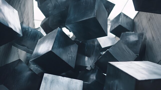 cubes rotating in a symmetrical pattern with reflections