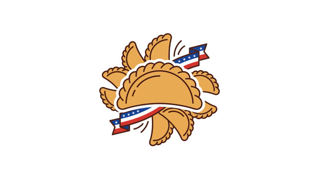 Chilean Empanadas Illustration with National Ribbon