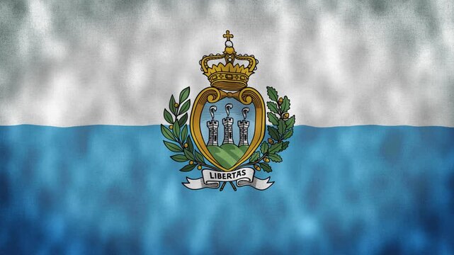 San Marino National Flag Waving Animation With Realistic Fabric Texture. 4K Seamless Loop Of The San Marino Flag With Realistic Fabric Movement, Patriotic Symbol. Independence And National Pride Conce