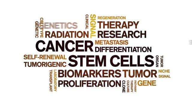 Cancer Stem Cells animated word cloud-text design animation tag kinetic typography seamless loop.