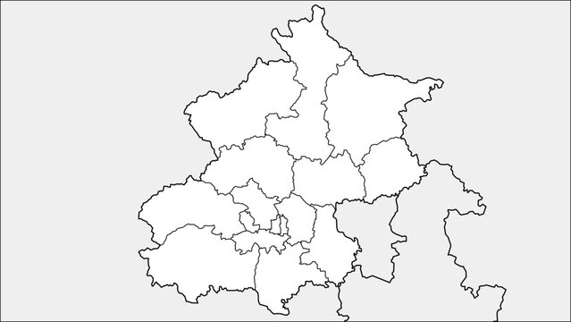 Precise Vector Map of Beijing Municipality Administrative Boundaries, China