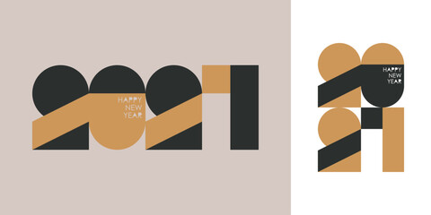 Fototapeta premium 2027 New Year Number Typography Design. Geometric shapes. 2027 Happy New Year celebration. Vector illustration.
