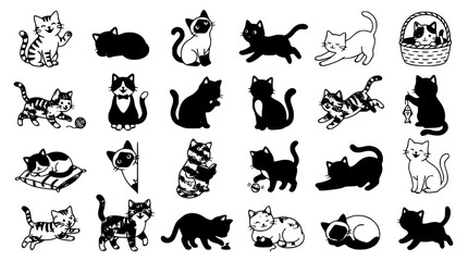Fototapeta premium Funny Cartoon Cat Vector Collection with Various Playful Poses for Kids and Pet Illustration