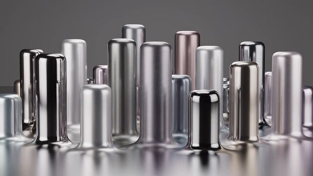 Liquid Metal Pillars Luxury Abstract Metallic Motion Background Seamless Loop