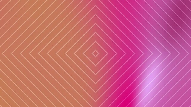 Concentric diamond shapes in pink orange gradient background for abstract light design. Suitable for background, wallpaper, print, and web designs.
