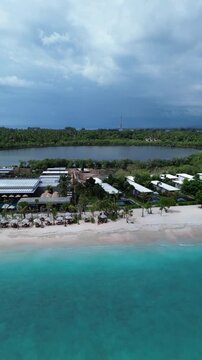 Vertical Aerial 4K Drone Footage Gili Meno Island Lombok Indonesia Tropical Beach