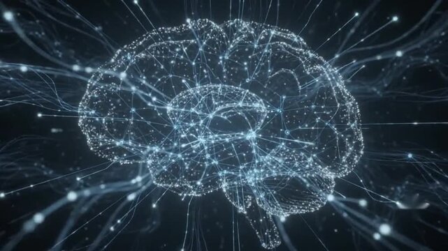 Glowing Neural Network Forming Human Brain &ndash; Artificial Intelligence Technology Concept