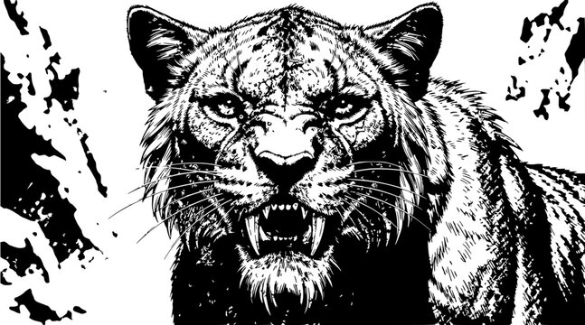 angry tiger face close-up