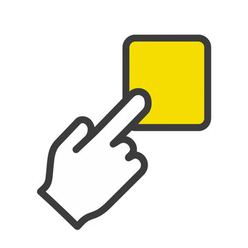 Hand pressing yellow button icon
