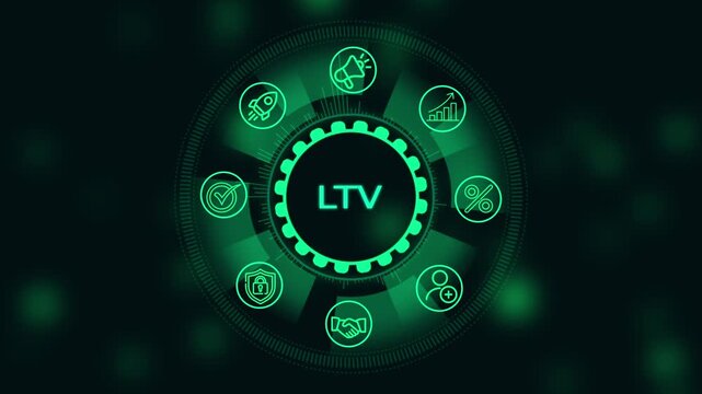 Ltv customer lifetime value hud interface with business growth and digital analytics motion digital marketing