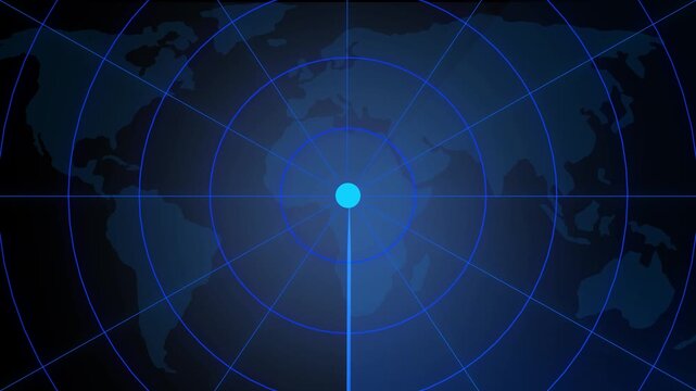 radar screen with spinning sweep against a dark digital circuit board background grid, tracking system concept, surveillance, cyber security, military technology, navigation