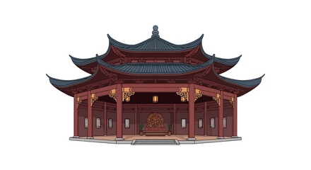 Obraz premium Traditional asian temple architecture with tiered roofs