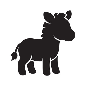 Black silhouette of a donkey isolated on white background, Vector, illustration