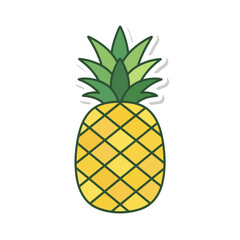 Obraz premium Flat vector illustration of a pineapple