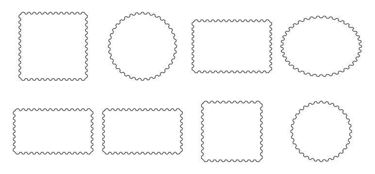 Set of postage stamp frames