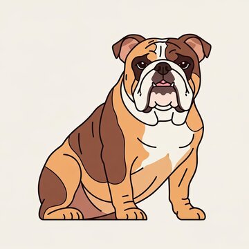 Bulldog sitting pose, minimal illustration.