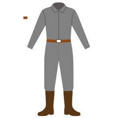 Naklejka premium Gray Work Uniform with Brown Boots and Belt