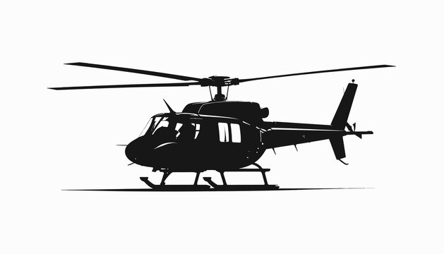 Black helicopter silhouette with rotors.