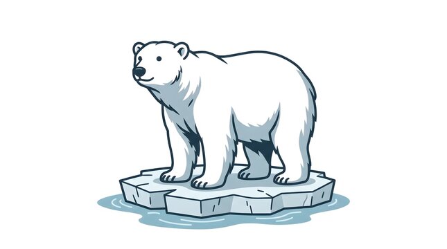 Polar Bear on Ice Floe &mdash; White Blue Grey National Polar Bear Day Bold Vector