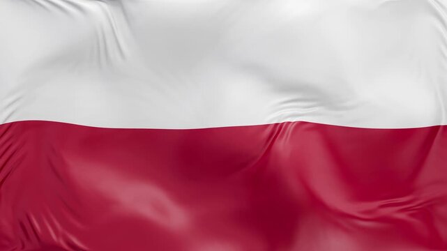 Poland flag waving Seamless silk flag 3d animation slow motion Looping
