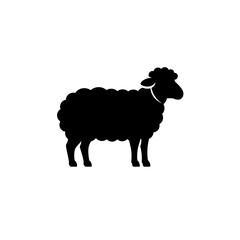Obraz premium Black Sheep Silhouette Icon Isolated on White Background