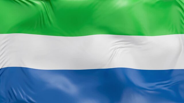Sierra Leone flag waving Seamless silk flag 3d animation slow motion Looping
