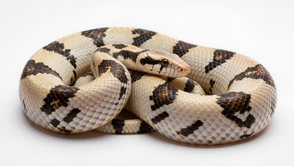 Obraz premium Isolated Northern Pine Snake coiled on a white studio background