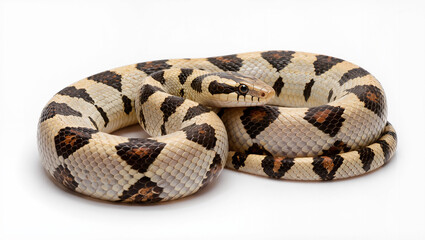 Fototapeta premium Isolated Northern Pine Snake coiled on a white studio background