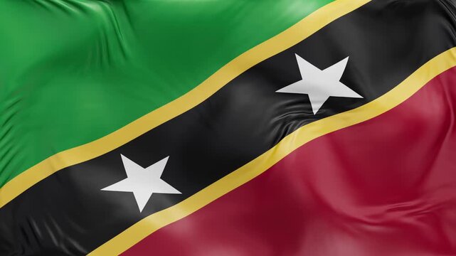 Saint kitts and nevis flag waving Seamless silk flag 3d animation slow motion Looping