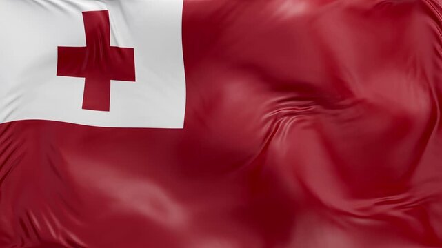 Tonga flag waving Seamless silk flag 3d animation slow motion Looping