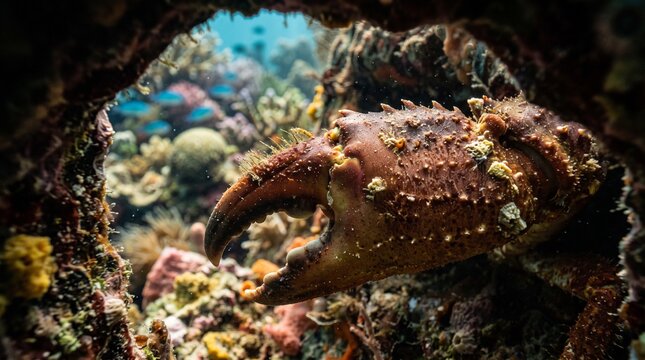 Giant Crab Claw in Reef Cave